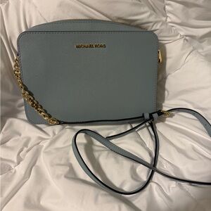 Michael Kors Blue Crossbody Bag with Gold Hardware